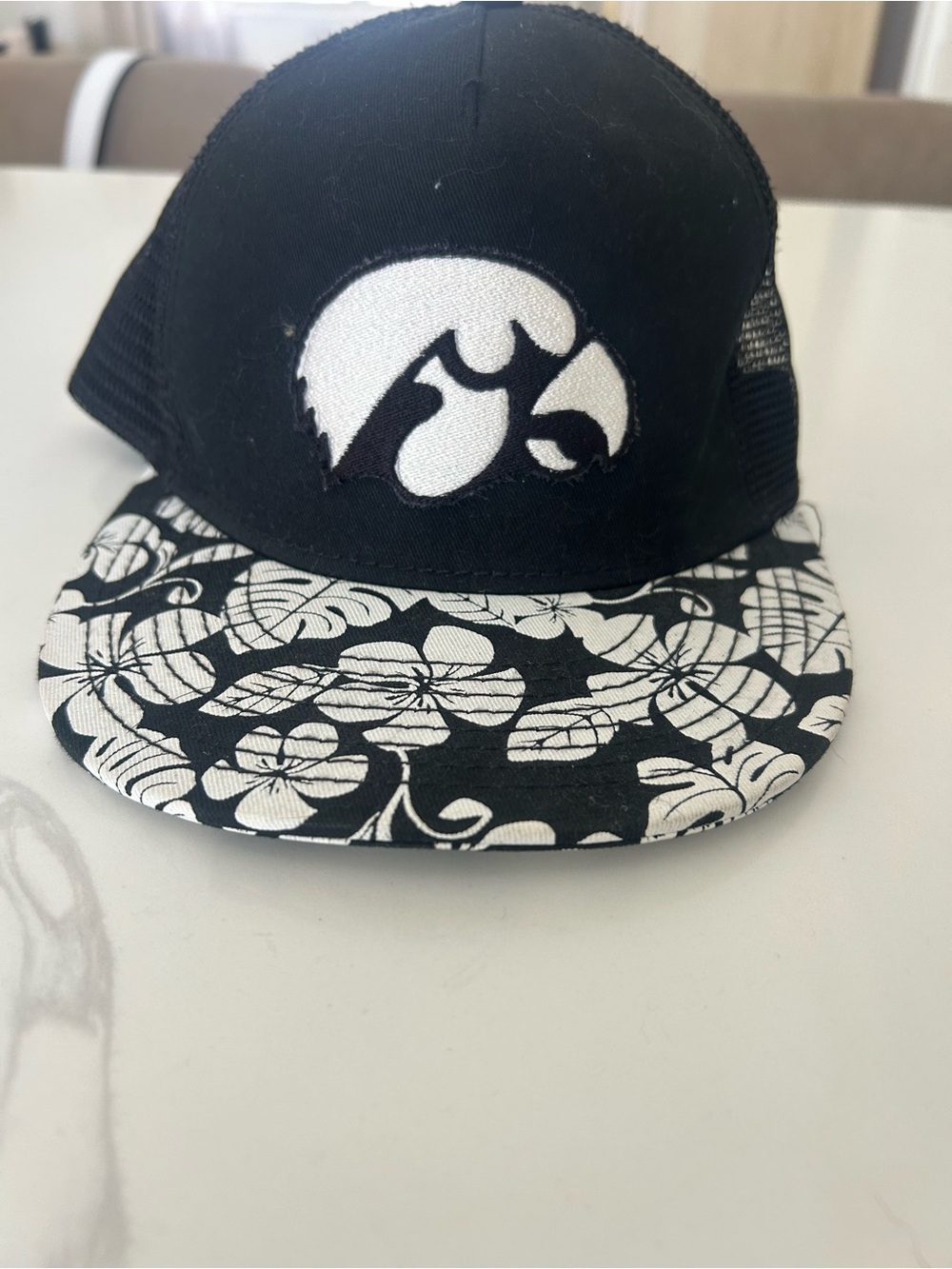 Iowa Hawkeyes Black Floral Brim Trucker Hat